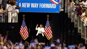 epaselect epa11572481 US Vice President and Democratic presidential nominee Kamala Harris arrives to speak during a campaign rally at the Enmarket Arena in Savannah, Georgia, USA, 29 August 2024. Harris will face former US President and Republican presidential nominee Donald J. Trump during the election on 05 November 2024.  EPA/HUNTER D. CONE