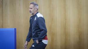 AS Monaco head coach Adi Hutter attends a press conference at Luz Stadium Lisbon, Portugal, 17 February 2025. SL Benfica faces AS Monaco in a UEFA Champions League knockout phase play-offs 2nd leg match on 18 February, in Lisbon. ANTÓNIO PEDRO SANTOS/LUSA