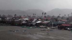 epa11720215 Submerged fishing boats during a storm in the coastal municipality of Santa Ana, Cagayan province, Philippines, 14 November 2024. After the onslaught of Typhoons Toraji, Trami, Yinxing and Kong-rey, the Philippines now braces for the landfall of Typhoon Usagi, the fifth major storm to hit the country in three weeks. Government officials warned residents of possible landslides due to ground saturation from successive typhoons impacting the Luzon island.  EPA/FRANCIS R. MALASIG