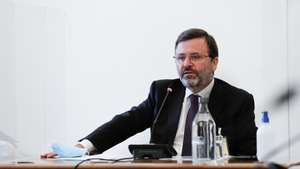 O presidente do Conselho de Administração da PREBUILD, João Gama Leão, durante a sua audição perante a Comissão Eventual de Inquérito Parlamentar às perdas registadas pelo Novo Banco e imputadas ao Fundo de Resolução, na Assembleia da República, em Lisboa, 06 de maio de 2021. ANTÓNIO COTRIM/LUSA