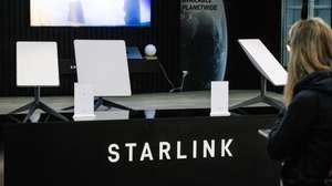 epa10834018 A visitor looks at the booth of Starlink during the International Consumer Electronics Fair (Internationale Funkausstellung Berlin, IFA) in Berlin, Germany, 01 September 2023. IFA, the world's leading trade show for consumer electronics and home appliances, runs from 01 to 05 September 2023.  EPA/CLEMENS BILAN