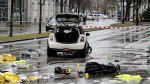 epa11893069 A general view shows the scene after a vehicle was driven into a Ver.di demonstration in Munich, Germany, 13 February 2025. According to statements from Munich police, at least 28 people were injured, two of them seriously. The driver of the vehicle involved in the incident, a 24-year-old Afghan asylum seeker, has been arrested, police added.  EPA/RONALD WITTEK