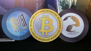 epa09485704 (FILE) - Logos of (L-R) the World Blockchain Marvels, and cryptocurrencies Bitcoin, and CashCowCoin are displayed during the World Blockchain Marvels in Hong Kong, China, 24 August 2018 (reissued 24 September 2021). China's People's Bank on 24 September 2021 in a statement said that "Virtual currency-related business activities are illegal financial activities."  EPA/JEROME FAVRE *** Local Caption *** 54572171