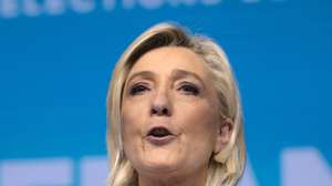 epa11401159 National Rally parliamentary party leader Marine Le Pen delivers a speech at the electoral party of the French right-wing party National Rally (Rassemblement National or RN) in Paris, France, 09 June 2024, after the first results of the European Elections. The list of the Rassemblement National, led by party chief Jordan Bardella, is given winner in France according to first estimations after polls.  EPA/ANDRE PAIN