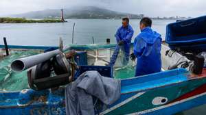 epa11493404 Fishermen anchor their boats at a typhoon shelter to brace for Typhoon Gaemi, in New Taipei, Taiwan, 24 July 2024. After having hovered in the waters of the Philippines, Typhoon Gaemi is expected to make landfall in Taiwan on the evening of 24 July, with the Taiwanese weather agency issuing sea and land warnings. People are also reminded to monitor changes to international and domestic flights as disruptions may occur due to the tropical storm that brings in heavy rain and powerful winds.  EPA/Daniel Ceng