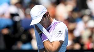 epa12672976 Nuno Borges of Portugal wipes his face during the third round match against Learner Tien of the USA on day 6 of the 2026 Australian Open tennis tournament at Melbourne Park in Melbourne, Australia, 23 January 2026.  EPA/LUKAS COCH AUSTRALIA AND NEW ZEALAND OUT