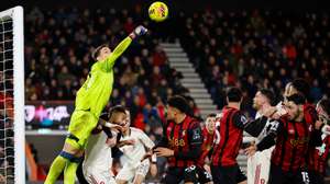 epa12678400 Goalkeeper Djordje Petrovic of Bournemouth in action during the English Premier League match between AFC Bournemouth and Liverpool FC, in Bournemouth, Britain, 24 January 2026.  EPA/TOLGA AKMEN EDITORIAL USE ONLY. No use with unauthorized audio, video, data, fixture lists, club/league logos, 'live' services or NFTs. Online in-match use limited to 120 images, no video emulation. No use in betting, games or single club/league/player publications.
