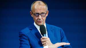 epa13287324 German Chancellor Friedrich Merz delivers a speech during the 'Germany Summit' in Berlin, Germany, 07 October 2026. The business conference is organized by Handelsblatt newspaper in partnership with WirtschaftsWoche magazine, under the motto 'Blueprint for a new economic miracle', and brings together high-level political leaders, executives, and economic experts.  EPA/CLEMENS BILAN