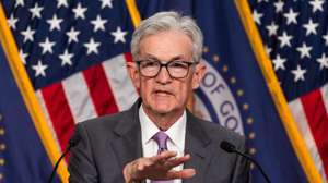 epa11513439 US Federal Reserve Board Chairman Jerome Powell speaks to reporters after the Fed once again refrained from raising interest rates following its two-day conference at the Federal Reserve in Washington, DC, USA, 31 July 2024. Policymakers are widely expected to begin cutting interest rates later in 2024.  EPA/JIM LO SCALZO