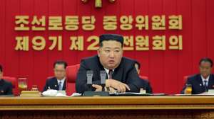 epa13057680 A photo released by the official North Korean Central News Agency (KCNA) shows North Korean leader Kim Jong Un (C) speaking during the Second Plenary Meeting of the Ninth Central Committee of the Workers' Party of Korea (WPK) held from 20-22 June 2026 in Pyongyang, North Korea (issued 23 June 2026). According to KCNA the three-day political gathering concluded with a resolution to accelerate the development of the country's nuclear technologies and strengthen its defense capabilities.  EPA/KCNA  EDITORIAL USE ONLY