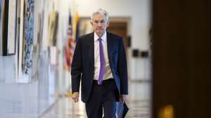 epa11236716 Chair of the Federal Reserve Jerome Powell prepares to attend a listening session about the post-pandemic economy at the Federal Reserve in Washington, DC, USA, 22 March 2024. The Fed left interest rates unchanged on 20 March, but signaled they plan three rate cuts later in 2024.  EPA/JIM LO SCALZO