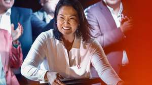 epa13085104 Peru's president-elect, Keiko Fujimori (C), reacts during her first speech after being declared president-elect of Peru by the National Elections Board in Lima, Peru, 03 July 2026.  EPA/Sebastián Blanco Salazar