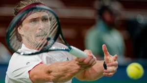 epa13296051 Alexander Zverev of Germany in action during his Men's Singles match against Quentin Halys of France at the Shanghai Masters tennis tournament in Shanghai, China, 11 October 2026.  EPA/ALEX PLAVEVSKI