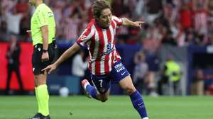 epa13179601 Atletico's Kang-In Lee celebrates after scoring the 1-0 goal during the Spanish LaLiga soccer match between Atletico de Madrid and Malaga CF in Madrid, Spain, 19 August 2026.  EPA/KIKO HUESCA