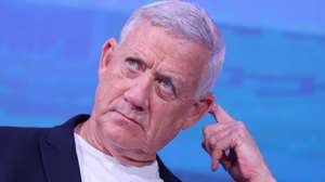 epa13296507 Benny Gantz, leader of Kahol Lavan party looks on during the National Youth Conference in Jerusalem, Israel, 11 October 2026. Israel will hold elections on 27 October 2026.  EPA/ABIR SULTAN