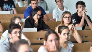 epa07814380 University candidates take the entrance tests for the medical school of the University of Turin Campus Luigi Einaudi, in Turin, northern Italy, 03 September 2019. This year some 84,716 candidates have enrolled in Turin for the admission tests for the degree programme in Medicine and Dentistry, Architecture and Veterinary.  EPA/ALESSANDRO DI MARCO