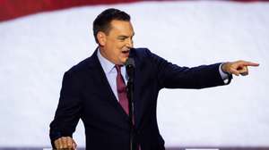epa11486397 Representative Richard Hudson of North Carolina delivers remarks during the last day of the Republican National Convention (RNC) at the Fiserv Forum in Milwaukee, Wisconsin, USA, 18 July 2024. The convention comes just a few days after a 20-year-old Pennsylvania man attempted to assassinate former President and current Republican presidential nominee Donald Trump. The RNC is being held 15 to 18 July 2024 and is where delegates from the Republican Party select their nominees for president and vice president in the 2024 US presidential election.  EPA/JIM LO SCALZO