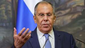 epa13222067 Russian Foreign Minister Sergei Lavrov speaks speaking during a joint press conference with Saudi Arabia's Foreign Minister Faisal bin Farhan Al Saud (not pictured) in Moscow, Russia, 08 September 2026.  EPA/MAXIM SHIPENKOV / POOL