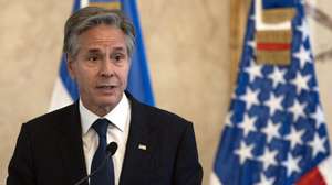 epa11589983 US Secretary of State Anthony Blinken speaks during a news conference after a meeting with the President of Dominican Republic Luis Abinader (out of frame) in the National Palace in Santo Domingo, Dominican Republic, 06 September 2024. Blinken is going to hold encounters with the re-elected president to speak about matters as security and the necessity of normalizing the relations between Santo Domingo and Port-Au-Prince.  EPA/ORLANDO BARRIA