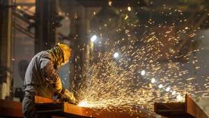 epa12035252 A worker at CRRC Qiqihar Co., Ltd. in Qiqihar, northeast China's Heilongjiang Province, April 16, 2025. China's gross domestic product (GDP) grew 5.4 percent year on year in the first quarter of 2025, data from the National Bureau of Statistics (NBS) showed Wednesday. The country's GDP reached 31.8758 trillion yuan (about 4.42 trillion U.S. dollars) during this period, the NBS data showed. On a quarterly basis, the economy increased 1.2 percent in the first three months.  EPA/XINHUA / Li He CHINA OUT / UK AND IRELAND OUT  /       MANDATORY CREDIT EDITORIAL USE ONLY