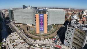 epa12829394 A drone view shows the European Commission headquarters in the EU district of Brussels, Belgium, 18 March 2026, ahead of the European Council summit. EU leaders are due to meet on 19-20 March to discuss the military escalation in the Middle East and the situation in Iran, as well as Ukraine, competitiveness, security and defence, migration, and the EU’s long-term budget.  EPA/OLIVIER HOSLET