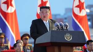 epa12301411 A photo released by the official North Korean Central News Agency (KCNA) shows North Korean leader Kim Jong Un delivering his speech during an event to celebrate the 80th anniversary of Korea's liberation from Japanese colonial rule in Pyongyang, North Korea, 14 August 2025 (issued 15 August 2025). According to KCNA, the celebration took place at the Arch of Triumph Plaza in Pyongyang.  EPA/KCNA  EDITORIAL USE ONLY