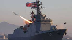 epaselect epa12888079 A photo released by the official North Korean Central News Agency (KCNA) shows a test-fire of strategic cruise missiles and anti-warship missiles from the destroyer Choe Hyon in North Korea, 12 April 2026 (issued 14 April 2026). According to KCNA, two strategic cruise missiles and three anti-warship missiles were test-fired from destroyer Choe Hyon to check the operational efficiency of the warship's integrated weapons command system.  EPA/KCNA  EDITORIAL USE ONLY
