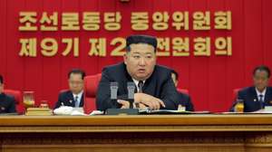 epa13057680 A photo released by the official North Korean Central News Agency (KCNA) shows North Korean leader Kim Jong Un (C) speaking during the Second Plenary Meeting of the Ninth Central Committee of the Workers' Party of Korea (WPK) held from 20-22 June 2026 in Pyongyang, North Korea (issued 23 June 2026). According to KCNA the three-day political gathering concluded with a resolution to accelerate the development of the country's nuclear technologies and strengthen its defense capabilities.  EPA/KCNA  EDITORIAL USE ONLY