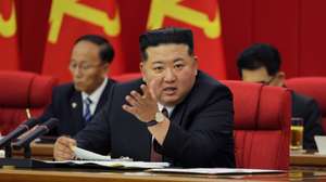 epa13057679 A photo released by the official North Korean Central News Agency (KCNA) shows North Korean leader Kim Jong Un (C) speaking during the Second Plenary Meeting of the Ninth Central Committee of the Workers' Party of Korea (WPK) held from 20-22 June 2026 in Pyongyang, North Korea (issued 23 June 2026). According to KCNA the three-day political gathering concluded with a resolution to accelerate the development of the country's nuclear technologies and strengthen its defense capabilities.  EPA/KCNA  EDITORIAL USE ONLY