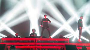 A dupla de música eletrónica Major Lazer em concerto no Festival Sziget, em Budapeste, na Hungria