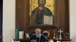 epa08965957 Archbishop Chrysostomos testifies before the investigative committee of the Exceptional Naturalization of Foreign Investors and Entrepreneurs in Nicosia, Cyprus, 26 January 2021. The panel is examining whether correct procedures were adhered to, particularly whether the foreign applicants met the investment criteria as these applied at any given time. Archbishop Chrysostomos had been in the spotlight for his intervention to obtain a Cypriot passport for Malaysian financier Jho Low in 2015.  EPA/KATIA CHRISTODOULOU
