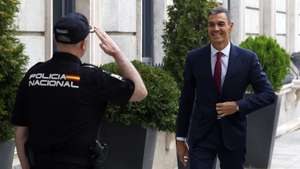 epa13224479 Spanish Prime Minister Pedro Sanchez (R) leaves after attending the government control session held at the Lower Chamber of the Spanish Parliament in Madrid, Spain, 09 September 2026.  EPA/JJ Guillen