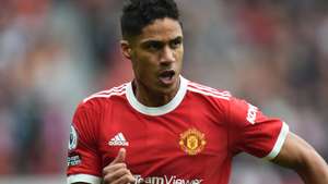 epa09487090 Raphael Varane of Manchester United in action during the English Premier League soccer match between Manchester United and Aston Villa in Manchester, Britain, 25 September 2021.  EPA/Peter Powell EDITORIAL USE ONLY. No use with unauthorized audio, video, data, fixture lists, club/league logos or 'live' services. Online in-match use limited to 120 images, no video emulation. No use in betting, games or single club/league/player publications