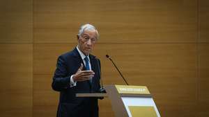 O Presidente da República, Marcelo Rebelo de Sousa, usa da palavra durante a apresentação do livro 'Riscos de Fraude e Corrupção no Programa de Financiamento Europeu – reflexões e alertas', no Instituto Superior de Ciências Sociais e Políticas, em Lisboa, 20 de outubro de 2021. RODRIGO ANTUNES/LUSA