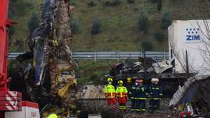 epa10498800 Firefighters and rescuers operate in the aftermath of a train collision near Larissa city, Greece, 02 March 2023. The rescue workers searching for missing passengers are continuing to focus their efforts on the third carriage and are now attempting to cut it up so that its weight can be more evenly distributed so it can be moved. Teams are also looking through the charred remnants of the first two carriages with the assistance of cranes, which are utterly destroyed and also caught fire, working with great care due to the highly dangerous conditions. The confirmed death toll from the deadly Tempi train disaster had climbed to 46 on Thursday 02 March morning, a fire brigade spokesperson said, while 57 people injured in the crash remained in hospital, six of them in ICUs.  EPA/APOSTOLIS DOMALIS