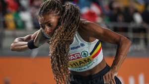 epa10500277 Nafissatou Thiam of Belgium competes in the Women's Shot Put Pentathlon at the European Athletics Indoor Championships in Istanbul, Turkey, 03 March 2023.  EPA/TOLGA BOZOGLU