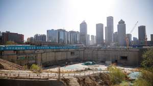 epa10523539 A general view of a construction site in the Central Business District (CBD) area in Beijing, China, 15 March, 2023. China's industrial production rose 2.4 percent yoy in first two months in total in 2023, less than market estimates of a 2.6 percent, after a 1.3 percent growth in the previous period, amid weakening global demand and geopolitical uncertainties, according to the data released by the National Bureau of Statistics (NBS) on 15 March 2023.  EPA/WU HAO
