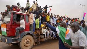 epaselect epa10894672 People rally in Niamey, Niger, 01 October 2023. The gathering comes a few days after the departure of the French ambassador from the country. The French president announced on 24 September that France would withdraw its ambassador and military personnel from the country. The French military was yet to leave the Niamey base.  EPA/ISSIFOU DJIBO