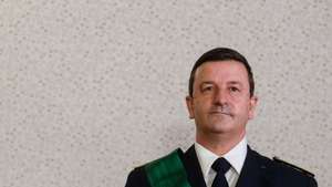 O novo Chefe de Estado Maior da Força Aérea (CEMFA), Cartaxo Alves, no final da cerimónia de tomada de posse no Palácio de Belém, em Lisboa, 25 de fevereiro de 2022.  MÁRIO CRUZ/LUSA