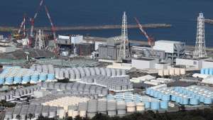 epa10900851 This aerial picture from a Jiji Press charter aircraft shows tanks containing radioactive water at the Fukushima Daiichi nuclear power plant in Okuma, Fukushima Prefecture, Japan, 24 August 2023 (issued 05 October 2023). On 05 October 2023, plant operator Tokyo Electric Power Company Holdings Inc. (TEPCO) started the second offshore discharge of treated radioactive water containing radioactive tritium diluted with a large amount of seawater from the Fukushima nuclear power plant into the Pacific Ocean.  EPA/JIJI PRESS JAPAN OUT EDITORIAL USE ONLY