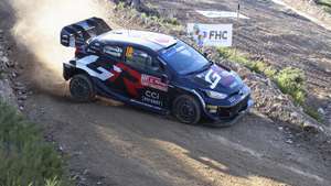 epa11330804 Takamoto Katsuta of Japan drives his Toyota GR Yaris Rally 1 hybrid during the SS2–Mortagua of the Rally Portugal 2024 as part of the World Rally Championship (WRC) in Mortagua, Portugal, 10 May 2024.  EPA/PAULO NOVAIS