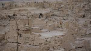 epa09156134 The Jiaohe ruins photographed during a government-organized trip for foreign journalists in Turpan, western China&#039;s Xinjiang Uyghur Autonomous Region, 22 April 2021 (issued 24 April 2021). Dated back over 2,300 years, it is one of the oldest earthen cities still in existence. Jiaohe was the capital of the Jushi (or Cheshi) Kingdom, which ruled the area during most of the Han Dynasty (206 BC â€“ 220 AD). It became a focal trade hub along the Silk Road and was incorporated into the Silk Road UNESCO World Heritage list in 2014.  EPA/WU HONG