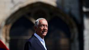 Portugal&#039;s President Marcelo Rebelo de Sousa before the welcome ceremony of Mauritius’ President Prithvirajsing Roopun (not pictured), at Jeronimos Monastery in Lisbon, Portugal, 15 July 2024. FILIPE AMORIM/LUSA