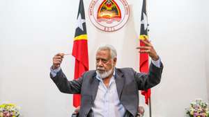 O primeiro-ministro de Timor-Leste Xanana Gusmão em entrevista à agência Lusa a propósito dos 25 anos do referendo que levou à independência de Timor-Leste, que se assinalam em 30 de agosto, em Díli, Timor-Leste, 24 de agosto de 2024. (ACOMPANHA TEXTO DA LUSA DO DIA 25 DE AGOSTO DE 2024). PAULO NOVAIS/LUSA