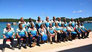 epa11570297 Pacific Nation leaders pose for a family photograph ahead of the leader&#039;s retreat during the 53rd Pacific Islands Forum Leaders Meeting in Nuku&#039;alofa, Tonga, 29 August 2024. Leaders from Pacific Island nations are gathering in Tonga for the 53rd Pacific Islands Forum Leaders Meeting.  EPA/LUKAS COCH AUSTRALIA AND NEW ZEALAND OUT