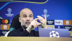 Manchester City head coach Pep Guardiola attend a press conference at Alvalade Stadium, Portugal, 04 November 2024. Manchester City faces Sporting CP in UEFA Champions League group stage match. ANTÓNIO PEDRO SANTOS/LUSA