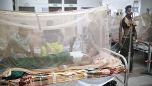 epa11625960 A dengue patient looks at his mobile phone as he receives treatment for dengue fever at Mugda Medical College and Hospital in Dhaka, Bangladesh, 26 September 2024. According to the Directorate General of Health Services (DGHS), in the last 24 hours at least two dengue patients died, while 865 new patients were hospitalized during this period.  EPA/MONIRUL ALAM