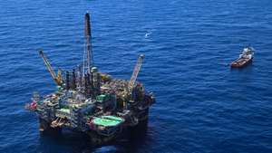 epaselect epa11696332 Aerial of the P-51 platform of Brazilian oil company Petrobras in the Marlim Sul field, in the Campos Basin, off the northern coast of the State of Rio de Janeiro, Brazil, 31 October 2024 (issued 01 November 2024). Petrobras has launched a revitalization project to extend the life and increase production in the Campos offshore basin, which used to be its largest oil province and is now, just days away from the 50th anniversary of its discovery, considered a mature field.  EPA/Andre Borges