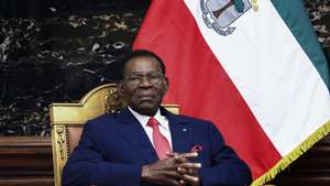 The President of Equatorial Guinea, Teodoro Obiang Nguema Mbasogo, during a meeting with his Angolan counterpart, Joao Lourenco (unseen), at the presidential palace in Luanda, Angola, 14th January 2025. AMPE ROGERIO/LUSA