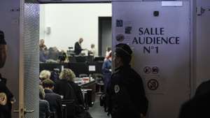epa11921409 Police guard the courtroom on the opening day of the trial of Joel Le Scouarnec in Vannes, France, 24 February 2025. Surgeon Joel Le Scouarnec is on trial for the rape and aggravated sexual assault of 299 victims, most of them minors, crimes committed between 1986 and 2014. He has been in custody since 2020 for a previous conviction for rape and sexual assault of other children, and could face a maximum sentence of 20 years in prison in this current trial.  EPA/TERESA SUAREZ